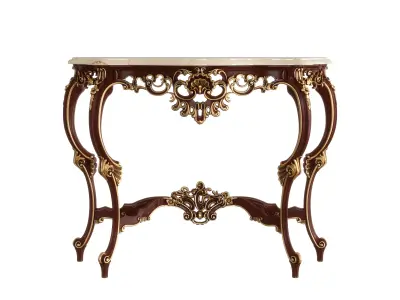 CLASSIC SOLID WOOD MARBLE-TOP CONSOLE 3D model