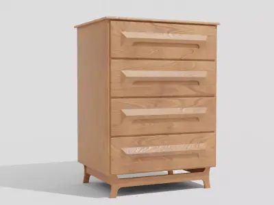 Dresser wooden chest of drawers Low-poly 3D model