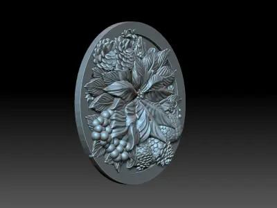 Decorative panel with flowers 3D print model
