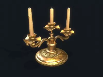 Medieval Candlestick 6 Low-poly 3D model