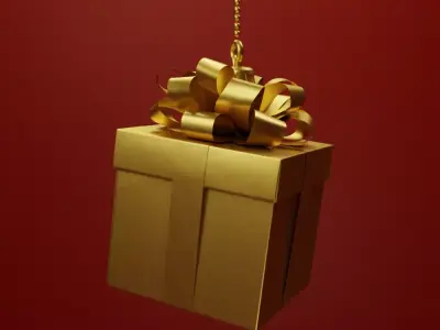 Gift Box Golden 3D - 03 3D model
