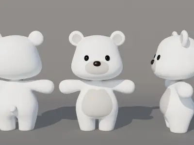 Rigged Cartoon Bear Low-poly 3D model