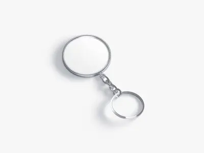 White Round Keychain - key tag holder Low-poly 3D model