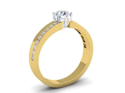 New Woman Solitaire Diamond Ring 3d Model  3D print model