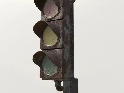 Game-ready rusty postapo retro traffic lights - Unity - UE4 Low-poly 3D model