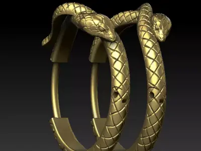 Snake Ring  Earring Jewelry Set 3D Model 3D print model