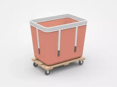 Industrial Container On Pallet With Wheels 3D model