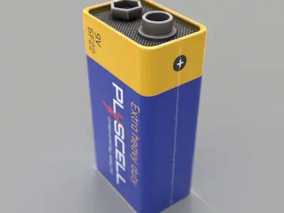 9v Battery Low-poly 3D model