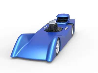 Front engine old school dragster with shell V6 Scale 1 to 25 3D print model