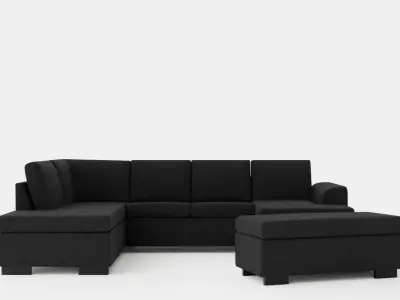 Porto U Sofa With Divan Right Footstool Low-poly 3D model