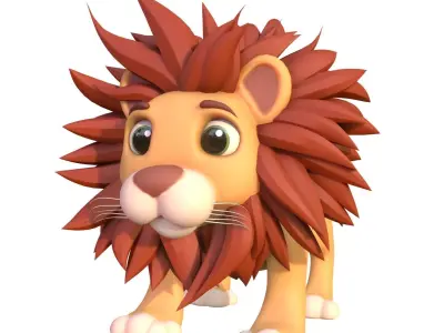 Stylized Toon Lion rigged 3D model