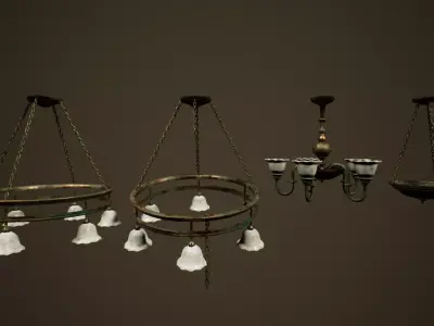 Antique Chandelier - PBR Game Ready Low-poly 3D model Low-poly 3D model