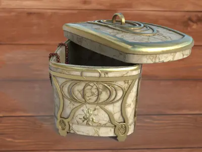 Vintage retro jewelry box PBR low-poly 3D model 3D Model Collection