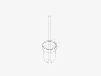 Toilet Brush Holder - Luxury - Round - With Brush - Round Plate Low-poly 3D model