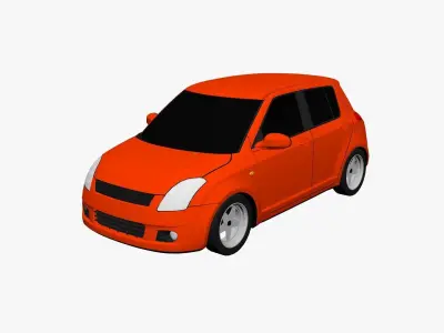 Low Poly Car orange Low-poly 3D model