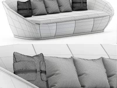 New life sofa - bois de roses 3d model Low-poly 3D model