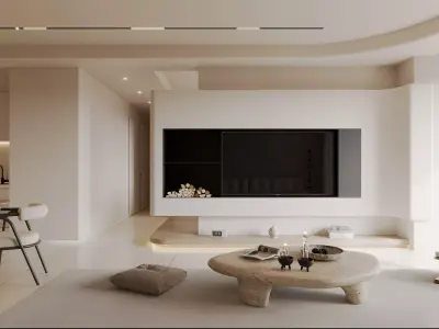 Modern living room dining room interior scenes 297 3D model