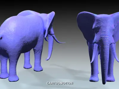 Elephant two elephants Low-poly 3D model