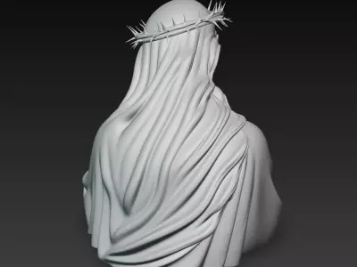 Blessed Christ in Reverence - Crown of Thorns Marble Bust 3D 3D print model