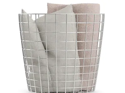 Decorations basket with towels 3D model