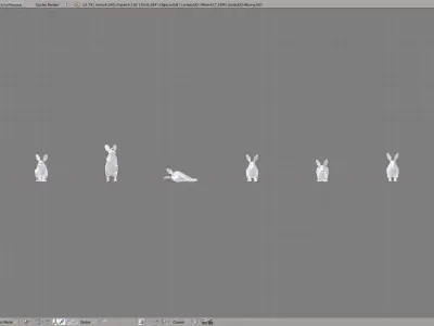 Bunny polygonal rabbit Low-poly 3D model