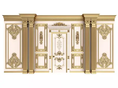 Boiserie Classic Wall with Mouldings 08 White Low-poly 3D model