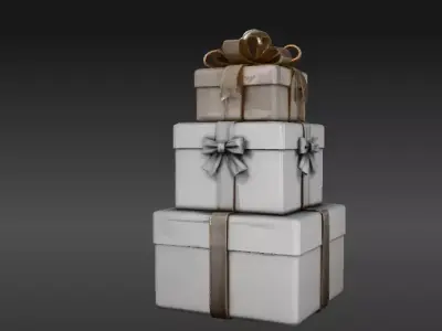 Gift Box Stack 3D Model Christmas Present Decor Low-poly 3D model
