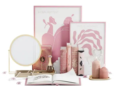 Pink decorative set 3D model