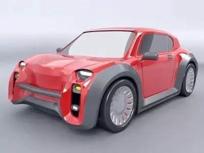 Retro city car concept 3D model