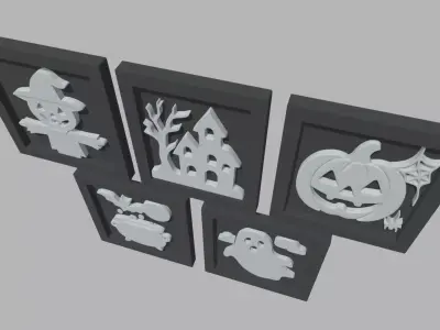 Halloween Pictures Frames 02 Low-poly 3D model