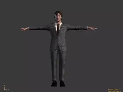 Low-Poly Office Boy 3D Model T Pose  Game Ready Low-poly 3D model