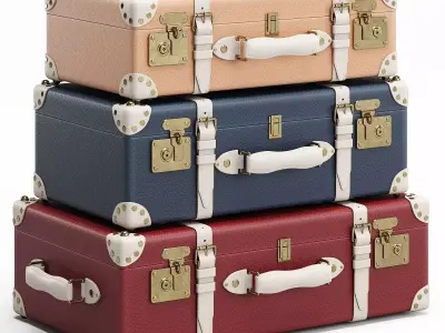 Leather suitcases set 3D model