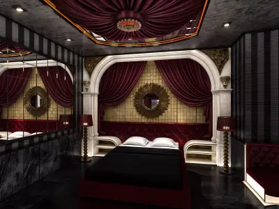 Luxurious and Elegant Hotel Room Design Low-poly 3D model