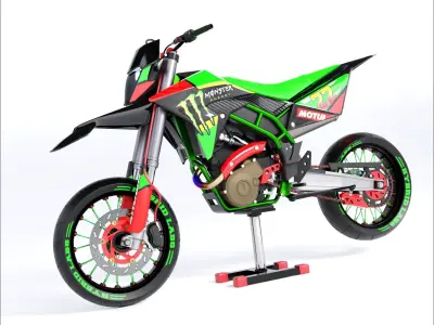 Supermoto dirt bike Low-poly 3D model