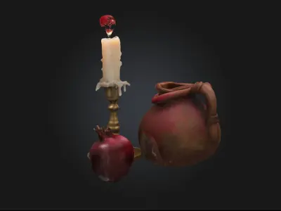 Still Life with Candle and Pomegranate  3D model