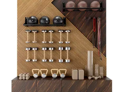 Home Gym Yoga Fitness Decoration Set 049 Dark  3D model