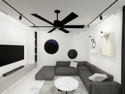 Monochrome Haven Modern Elegance in Minimalism 3D model