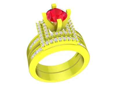 Luxury Halo Cluster Gemstone Ring for Men 3D Model 5695 3D print model