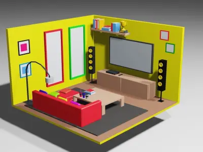 Isometric Interior  Low-poly 3D model