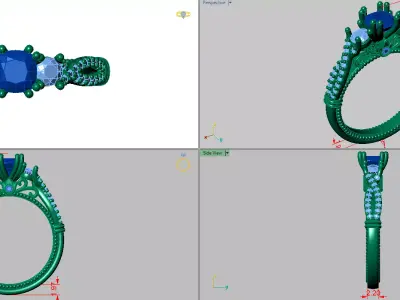 three stone solitare luxury ring  3D print model