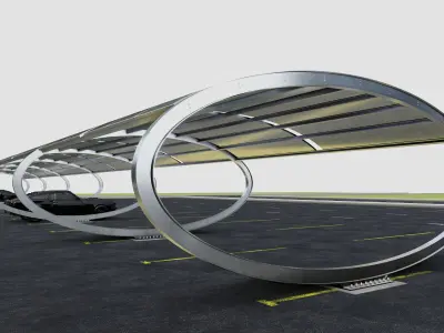 ELLIPSE TYPE SOLAR CARPORT TYPE-1 10 Cars 3D model