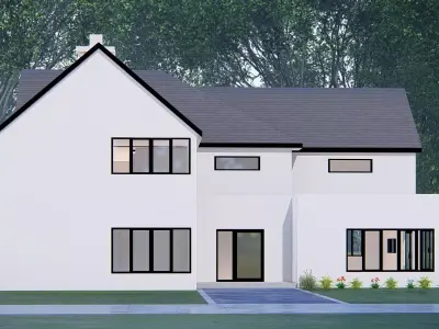 Realistic American House 3D Model Modern Suburban Home 3D model