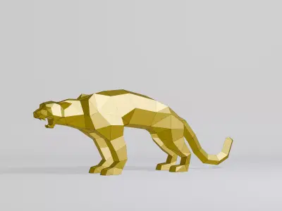 Polygonal Cougar Low-poly 3D model
