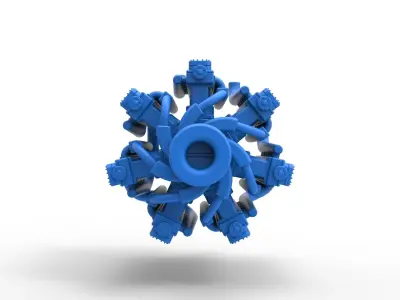 Engine 42 cylinder for Pulling tractor Scale 1 to 25 3D print model