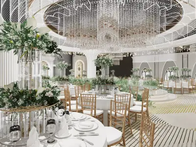 banquet hall Low-poly 3D model