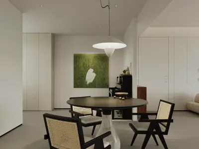 Modern living room dining room interior scenes 341 3D model