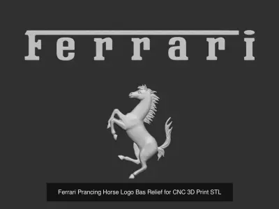 Ferrari Prancing Horse Logo Bas Relief Set for CNC 3D Print STL 3D Model Pack