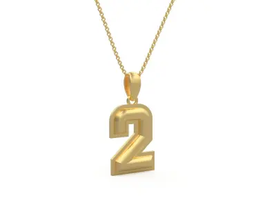 Model 1151 Number 2 Necklace Curved With Border 3D print model