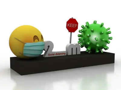 Coronavirus awareness and protection  Low-poly 3D model