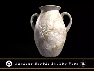 Antique Marble Stubby Vase Low-poly 3D model